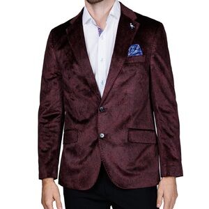 NWT Tailorbyrd BORDEAUX PAISLEY VELVET SPORT COAT